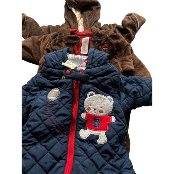 Baby Clothes Just One Carter's 3 Month Brown Velour Monkey Winter Snowsuit, - Picture 2 of 4